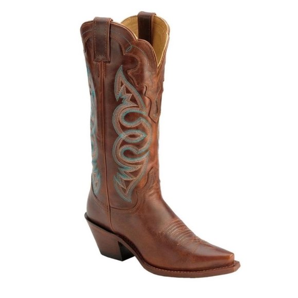 Justin Boots Shoes - Justin Snipped Toe Western Boot L4331 Brown Leather Cowboy Womens Size 11